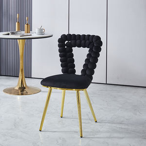Modern <b>Black</b> Velvet Upholstered Adjustable Height Eco-Friendly Lightweight <b>Dining</b> <b>Chairs</b> Gold Iron Legs Hairball Backrest for - Product Image 3