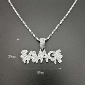 Collar de Acero Inoxidable con Diamantes de Imitación y Letra Personalizada SAVAGE, Joyería Hip Hop que Nunca Pasa de Moda - Product Image 3