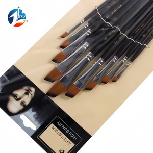 Lot de 9 pinceaux obliques en nylon pour peinture à l'huile et <span class=keywords><strong>acrylique</strong></span> – Fournitures d'art 802 - Product Image 1
