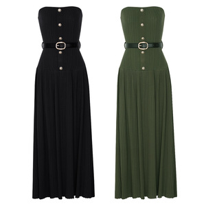 Abito Lungo Verde Senza Maniche <span class=keywords><strong>con</strong></span> <span class=keywords><strong>Cintura</strong></span> <span class=keywords><strong>in</strong></span> <span class=keywords><strong>Maglia</strong></span>, Nuovo Modello 2026, Trendy e Casual, Sette Colori Disponibili - Product Image 3