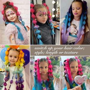 ผมปลอมแบบหางม้า 2 ชิ้น ขนาด 22 นิ้ว น้ำหนักเบา ผสมเส้นใย 4 เส้น ถักเปียหลากสี พร้อมยางรัดผม สำหรับ<span class=keywords><strong>วัน</strong></span>ผมสุดเก๋ - Product Image 4