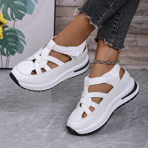 Women Summer New Large <b>Magic</b> <b>Tape</b> Sports Sandals Platform Hollow Casual Thick-Soled Wedge Sandals - Product Image 2