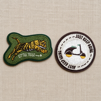 Ensemble de patchs brodés personnalisés, motif tigre vert et canard rond, appliqué en sergé pour la décoration de vêtements