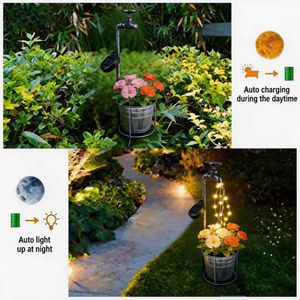 Maceta de Hierro con Luz LED <span class=keywords><strong>Solar</strong></span>, Abertura Automática para Plantar Flores, Decoración para Jardín y Patio - Product Image 4