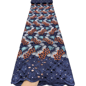 Tissu en dentelle suisse de haute qualité NI.AI, dentelle brodée florale multicolore avec strass pour robe de mariée pour femmes africaines - Product Image 6