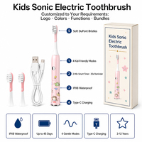 Sikat Gigi Elektrik Sonic Anak-Anak dengan Bulu Lembut Berkualitas Makanan, Desain Kartun, OEM Logo Kustom, MOQ Rendah