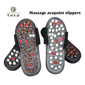 Therapeutic Reflexology Sandals Foot Acupoint Massage Shiatsu Arch Pain Massage Slipper Poly Bag Wooden Foot Acupunture EVA/ PVC