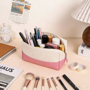 <b>Large</b> Capacity Minimalist Cosmetic Storage <b>Bag</b> Canvas Leather Pouch Organizer for Travel Business Trip - Product Image 2