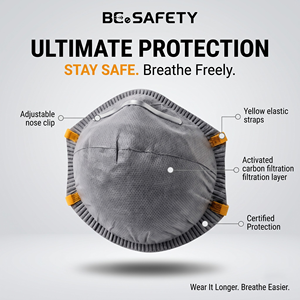 Respirateur FFP2 avec filtre anti-poussière au carbone, certifié CE, respirateur anti-particules FFP2 pour la protection contre la poussière - Product Image 3