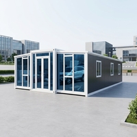 Maison conteneur extensible à double aile, avec câbles et tuyaux préinstallés, pour bureau de chantier, bâtiment de poste de travail temporaire