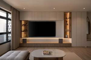 وحدة حائط تلفزيون حديثة متكاملة قابلة للتخصيص مع رف كتب - Product Image 6