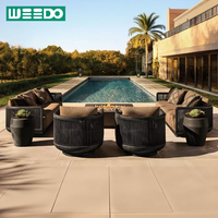 Ensemble de canapés d'extérieur en teck en forme de L, mobilier de luxe moderne pour hôtel, canapé de patio avec coussins en bois – Vente en gros