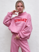Sweat-shirt à col montant pour femme, XXXL, 400 g/m², en molleton de coton, surdimensionné, chaud, pull d'hiver