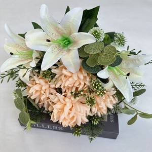 10 fourchettes chrysanthème lys combinaison simulation fleur fleur mariage décoration décoration de la maison chrysanthème lys - Product Image 5