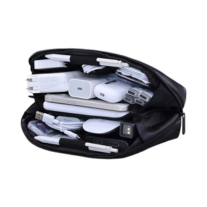 Bolsa Organizadora de Cables de Cuero PU, Estuche de Almacenamiento Portátil <span class=keywords><strong>para</strong></span> Viajes, <span class=keywords><strong>para</strong></span> Cargador, Banco de Energía, Accesorios Tecnológicos - Product Image 3