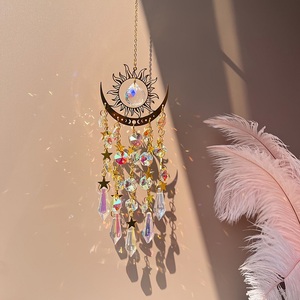 Soleil et Lune Suncatcher Cristal Carillons Éoliens pour Extérieur Vitrail Prismes Suspendus Décor De Jardin Cadeau De Pendaison De Crémaillère - Product Image 3