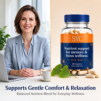 Extrait de Ginkgo Biloba SYC pour améliorer la mémoire et le sommeil, soutenir la santé cérébrale, renforcer l'immunité naturelle, 60 capsules/flacon, usage adulte, OEM