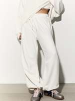 Ensemble survêtement décontracté deux pièces pour femme : sweat-shirt oversize en polaire blanc et pantalon large – Vêtements OEM en gros