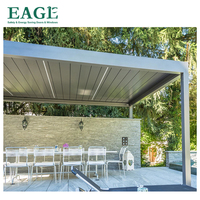 Pergola Bioclimatique Moderne en Aluminium avec Lames Orientables 3x3 3x4 4x4 6x4m, Rideau Électrique Motorisé à Télécommande, Fabrication OEM