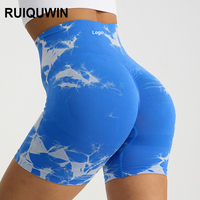 RUIQUWIN New Fashion Gym Shorts Femmes Scrunch Butt Lifting Tie Dye Dames Yoga Shorts Taille Haute Sans Couture Workout Shorts