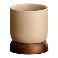 Tasse à café minimaliste de style japonais, base en bois de rose, tasse à expresso en terre cuite, tasse à thé pour restaurant, hôtel, maison, bougie