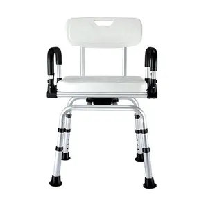Ksitex bangku kamar mandi, kursi mandi aluminium untuk orang tua cacat dapat disesuaikan 360
