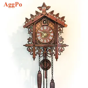 经典木制布谷鸟石英壁挂钟复古手工家居装饰钟