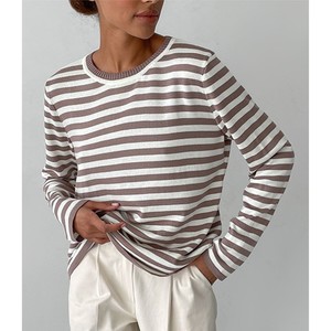 Pull en tricot rayé pour femme, col rond, manches longues, style rétro classique, SMLXL, style Europe, Amérique, Asie du Sud-Est, pour le quotidien - Product Image 1