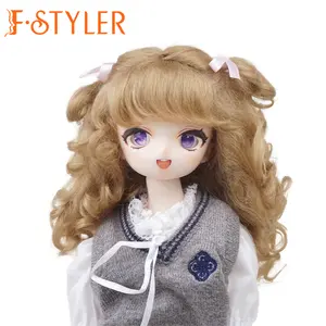 FSTYLER tiftik kıvırcık gerçekçi küçük Mini Bjd 18 inç özel toptan toplu satış bebek aksesuarları için Barbie BJD bebek saç peruk