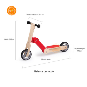 Rueda de bicicleta de equilibrio de madera para niños y niñas, patinete transformador y Triciclo de equilibrio 2 en 1 - Product Image 3