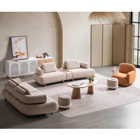 Meubles de salon modernes italiens haut de gamme, ensemble de canapés modulaires en tissu polaire, fauteuils et console centrale pour appartement