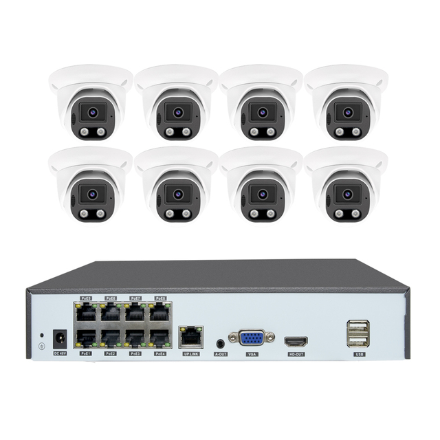 Surveillance Manufacturers 5MP PoE Full Color CCTV NVR Kit Night Vision AudioAI Built-in Mic Outdoor Security Camera System