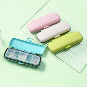 Eco Friendly Weekly Wheat Straw PP Pill Dispenser Container Medicine Case Promotion 7 Day Box Smart Storage Case Organizer OEM