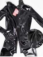 Combinaison intégrale mode pour femme en latex et PU brillant, sexy, à col montant, effet gainant, pour la scène et la danse en boîte de nuit