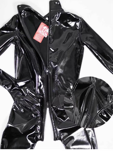 <span class=keywords><strong>Combinaison</strong></span> intégrale mode pour femme en <span class=keywords><strong>latex</strong></span> et PU brillant, sexy, à col montant, effet gainant, pour la scène et la danse en boîte de nuit - Product Image 5