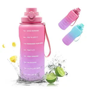 BPA FREE chai nước bằng nhựa 2L phòng tập thể dục chai nước bằng nhựa 64oz motivational chai nước với thời gian đánh dấu