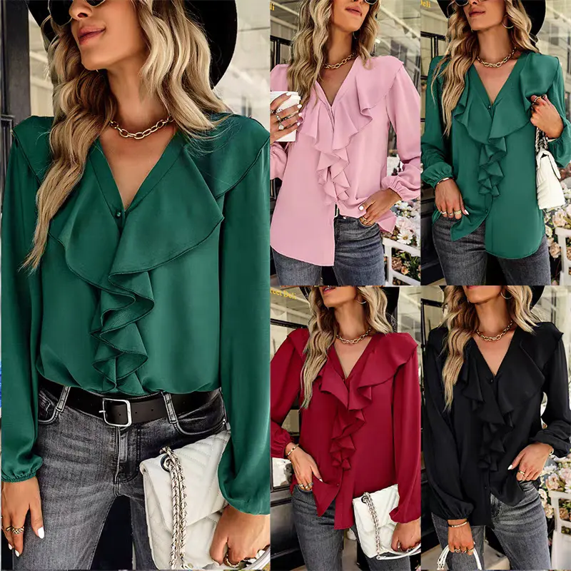 Chemises à rayures pour femmes Printemps Automne Blouse Tops Clothes Loose Long Sleeve Lapel Button Casual Shirt