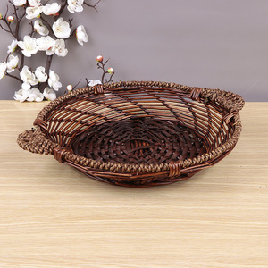 Willow Woven Casserole <b>Tray</b> Round Heat Insulating Restaurant Serving Dish <b>Large</b> Plate Chicken Crayfish Use - Product Image 3