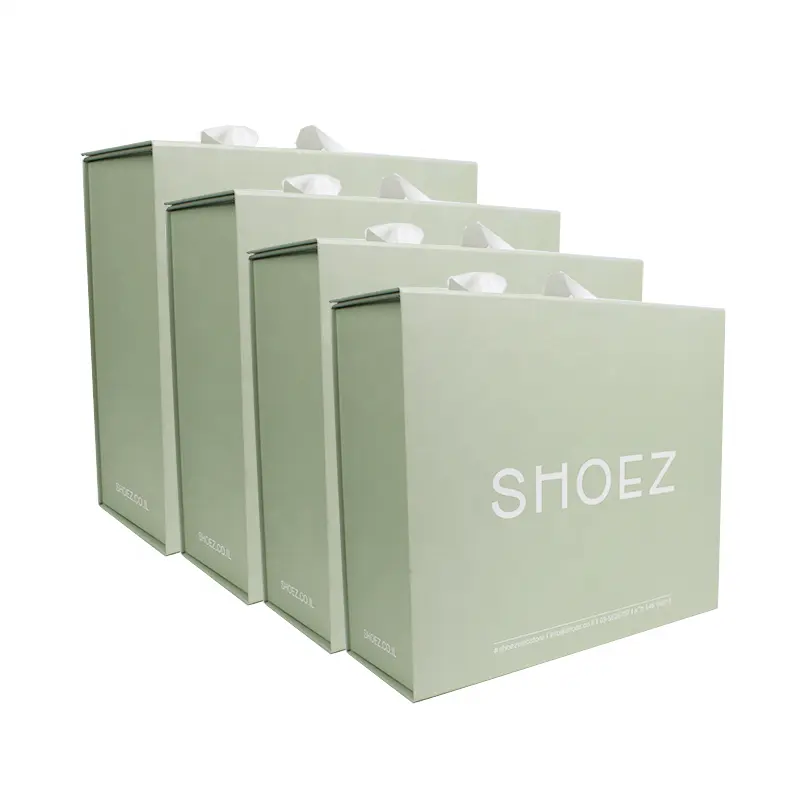 Graces mart Custom ization Folding Solid Custom Brand Boxen Frau Schuhe Verpackung Fersen boxen mit Seiden griff Tasche Verpackung Box