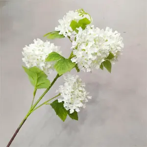 Fleurs en soie artificielles <span class=keywords><strong>pas</strong></span> chères, blanches, pour mariage et Noël, décoration pour la fête des mères, hydrangea boule de neige de haute qualité à 5 têtes - Product Image 3