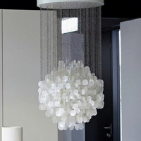 Lampes suspendues LED ovales modernes de luxe personnalisées avec base en métal et coquillages, pour la décoration de la maison, villa, salle à manger, lustres