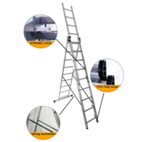 Échelle d'extension en aluminium à trois étages de haute qualité Escalier extérieur et d'atelier polyvalent en alliage d'aluminium
