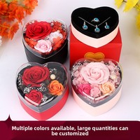 Coffret Cadeau Rose Éternelle Haut de Gamme en Forme de Cœur, Créatif et Exquis, Idéal pour Anniversaire, Saint-Valentin, Fête des Mères - Vente Flash Transfrontalière