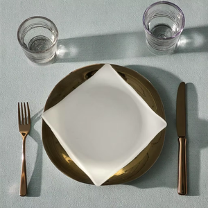 Assiette de présentation en porcelaine blanche avec bord doré, motif griffe d'ours, plat en céramique doré en forme de coquille, <span class=keywords><strong>plateau</strong></span> de service pour aliments - Product Image 1