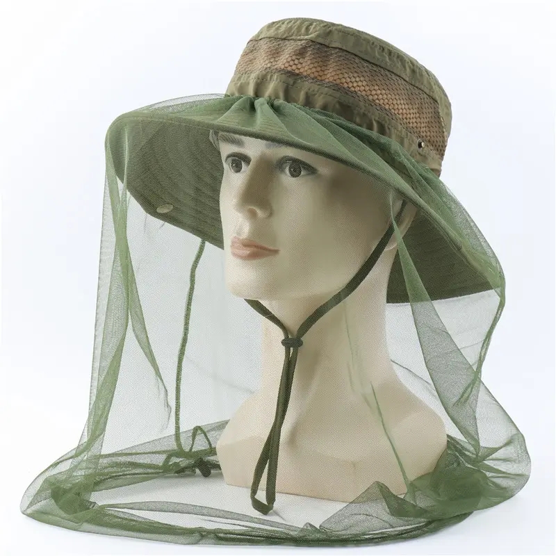 قبعة تربية النحل عالية الجودة في الهواء الطلق قبعة مضادة للبعوض صافي قبعة واقية من الشمس بغطاء كامل