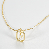 Collier Alphabet en Argent 925 Plaqué Or 18K FUAMAY, Bijoux de Mode, Collier Lettre Initiale avec Anneau Carré