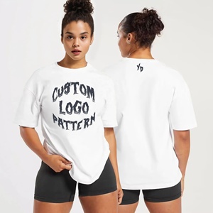T-shirts unisexes surdimensionnés de haute qualité souples et solides sérigraphiés 100% coton pour hommes et femmes avec logo personnalisé - Product Image 3