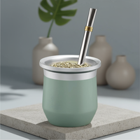 Tasse à Yerba Maté QIQING en Acier Inoxydable à Double Paroi, Certifiée LFGB, Style Classique, Incassable, Isolée, Petite Tasse à Thé