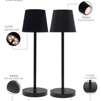 Noir plissé nordique 2W type-c Rechargeable veilleuse contrôle tactile LED lampe de Table de chevet pour chambre