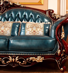 यूरोपीय शैली ठोस लकड़ी सोफे 123 संयोजन ठोस लकड़ी डबल-पक्षीय नक्काशी, अमेरिकी विला लिविंग रूम सोफा संयोजन सेट - Product Image 6